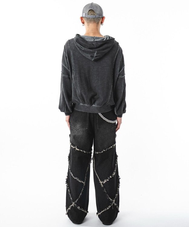 WEGO 【ユニセックス着用ITEM/MLサイズ展開】コールドダイスウィッチングプルパーカー スミクロ