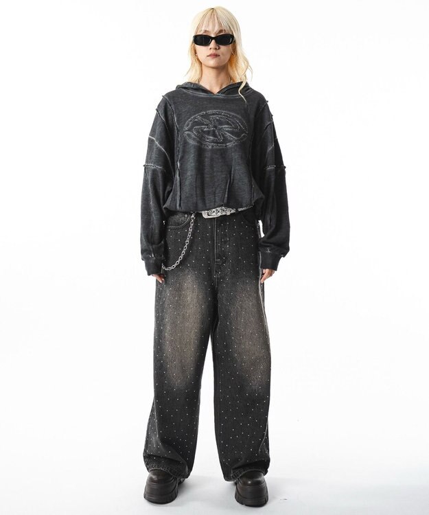 WEGO 【ユニセックス着用ITEM/MLサイズ展開】コールドダイスウィッチングプルパーカー スミクロ