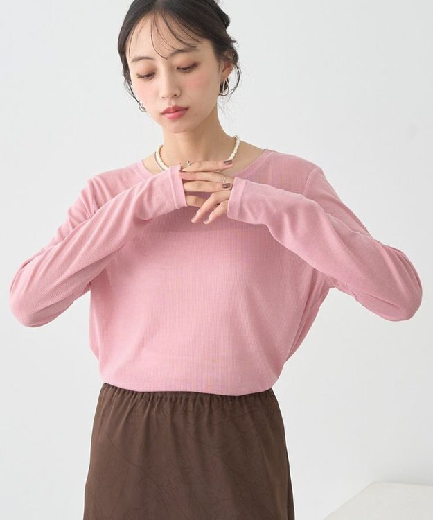 earth music&ecology クルーネックシアーテレコプルオーバー Pink