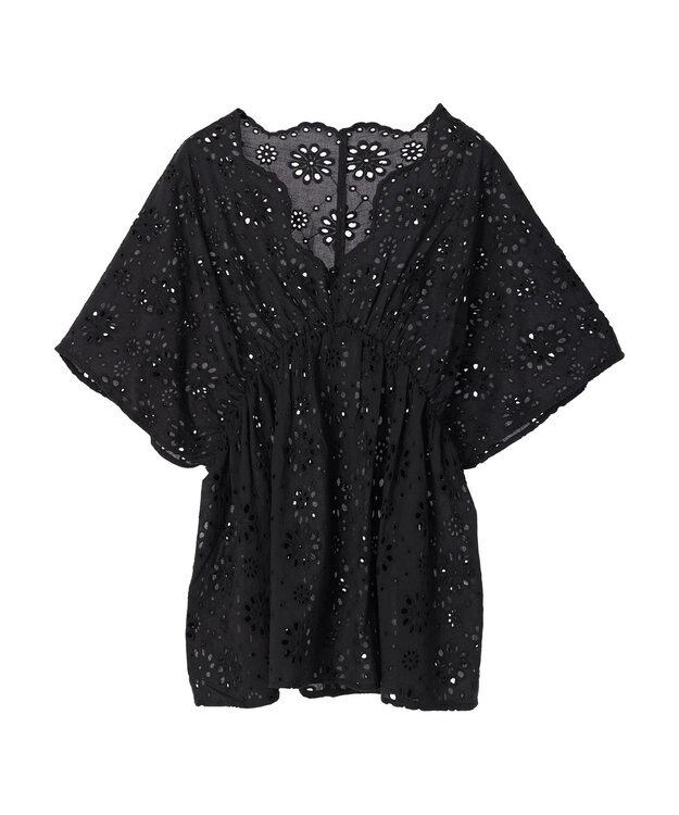 earth music&ecology コットンレースＶネックブラウス Off White