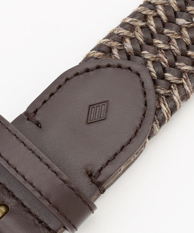 JOSEPH ABBOUD 【イタリア素材・ストレッチ・日本製】レザーメランジストレッチ ベルト ダークブラウン系