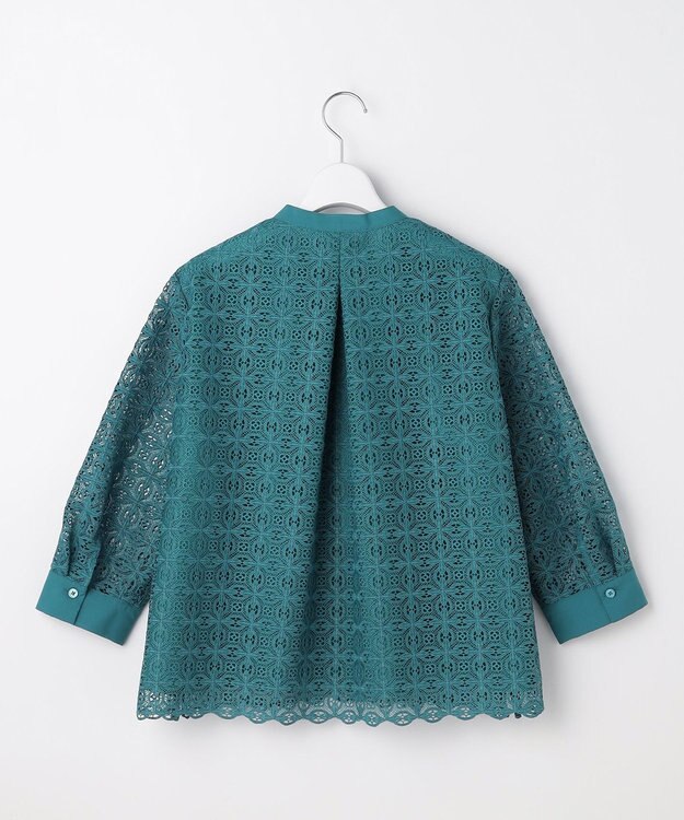 自由区 【カタログ掲載】ジオメトリックレース ブラウス ターコイズ