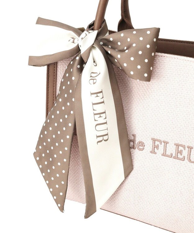 Maison de FLEUR スカーフ付きツイードスクエア２Ｗａｙトート Pink