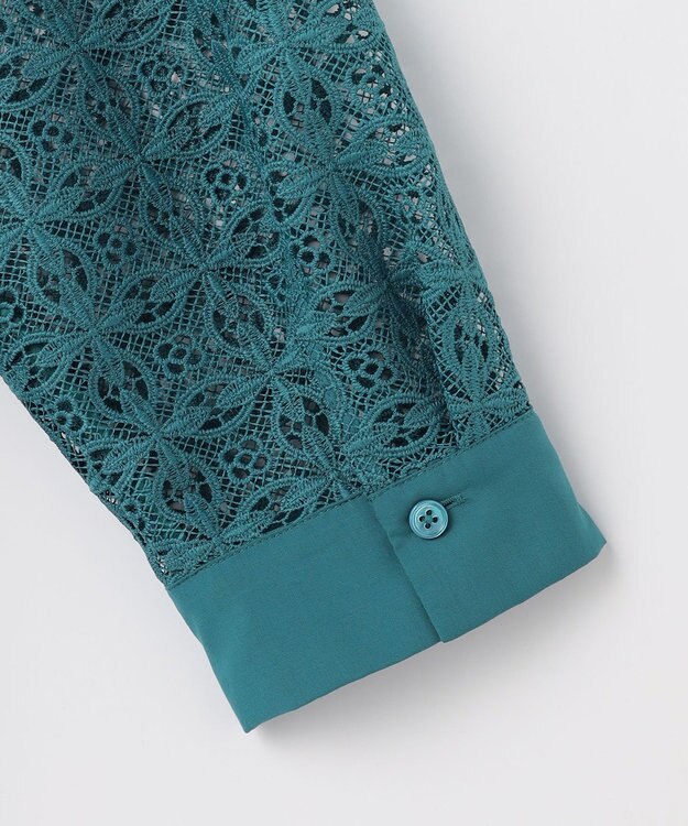 自由区 【カタログ掲載】ジオメトリックレース ブラウス ターコイズ