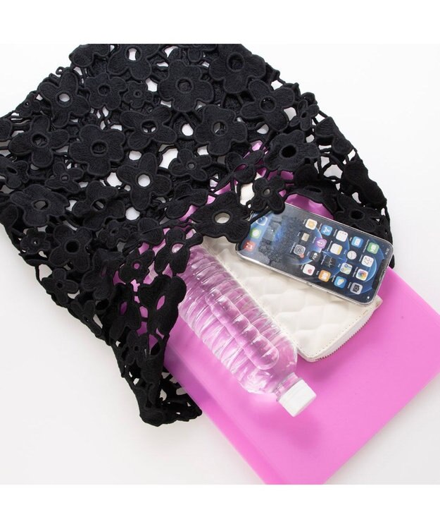 UNBILLION カシュカシュ cachecache / フラワーレースホーボー ブラック