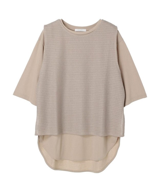 Green Parks ＳＥＴ２点　メッシュベスト＋半袖カットチュニック Gray Beige
