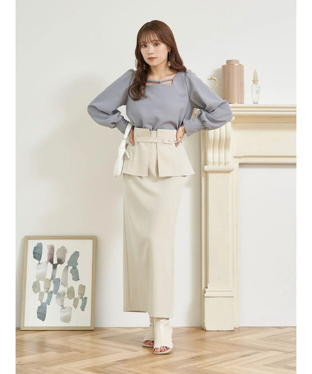 earth music&ecology ２ｗａｙストラップブラウス Grayish Blue