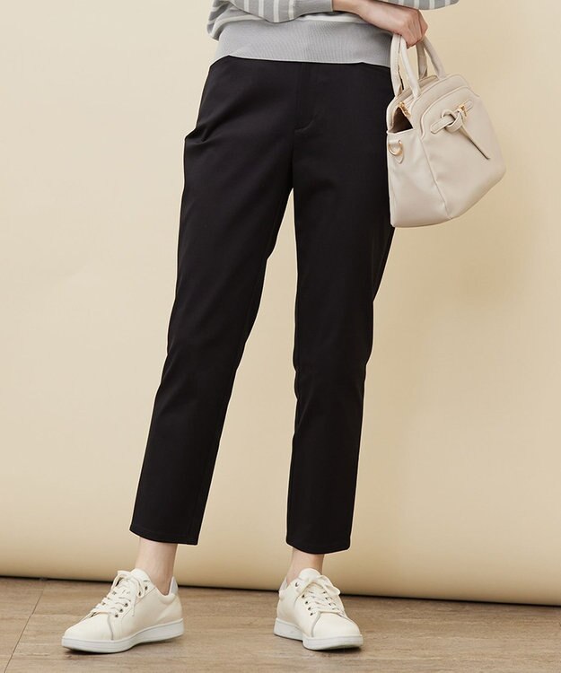 ANY SIS 【撥水機能】サテンストレッチビューティー パンツ ブラック