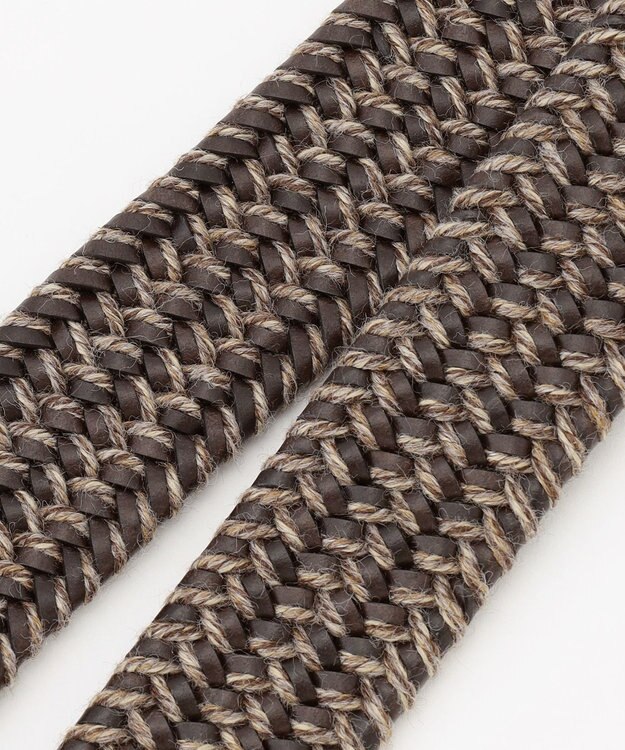 JOSEPH ABBOUD 【イタリア素材・ストレッチ・日本製】レザーメランジストレッチ ベルト ダークブラウン系