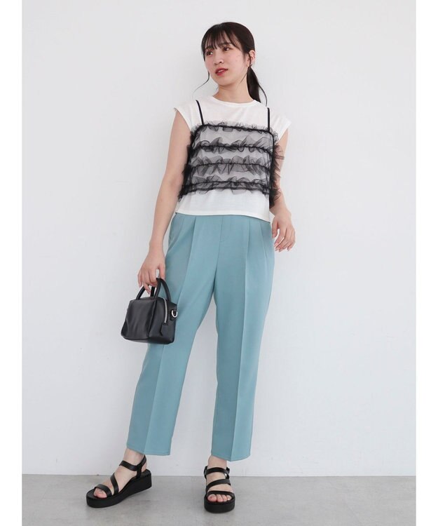 Green Parks ・ｓｗｉｎｇ　ｂｙ　ＳＥＴ２点チュールビスチェ＆フレンチＴ Off White