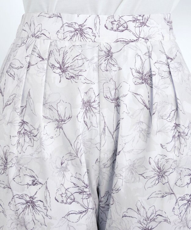 Tiaclasse 【洗える】アソートプリントワイドパンツ グレージュ