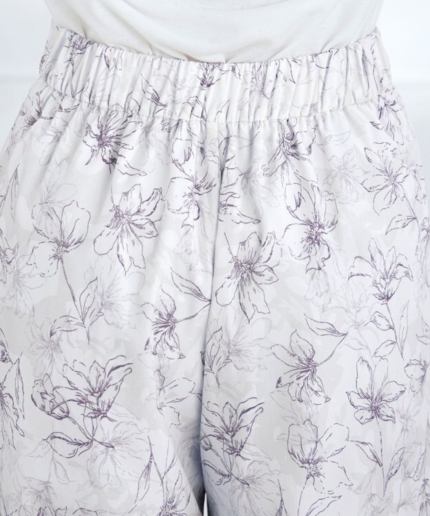 Tiaclasse 【洗える】アソートプリントワイドパンツ グレージュ