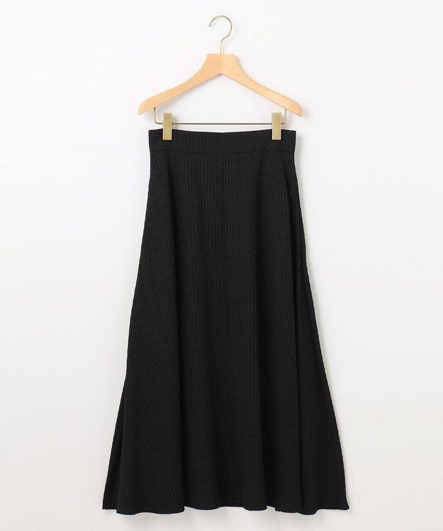組曲 L ステッチストライプドビー フレアスカート ブラック系
