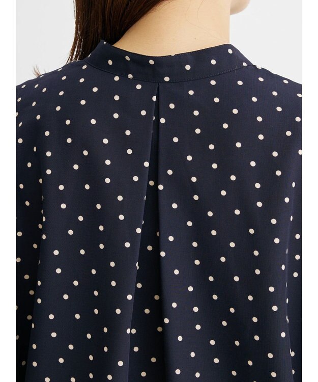 Green Parks ドット柄タックスリーブブラウス Dark Navy