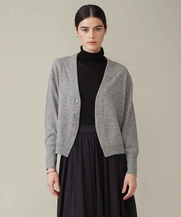 ICB 【洗える】 ジュエルニットカーディガン ライトグレー系