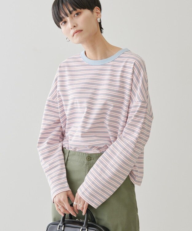 AMERICAN HOLIC マルチボーダーカットプルオーバー Off White