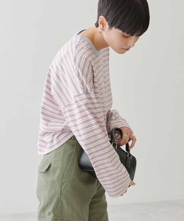 AMERICAN HOLIC マルチボーダーカットプルオーバー Off White