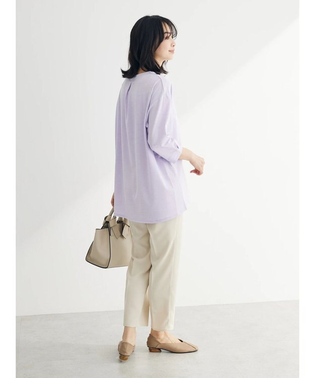 Green Parks バー付き７分袖ブラウソー Purple