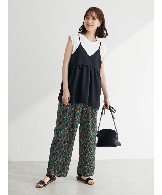 Green Parks 切替ギャザーキャミソール Black