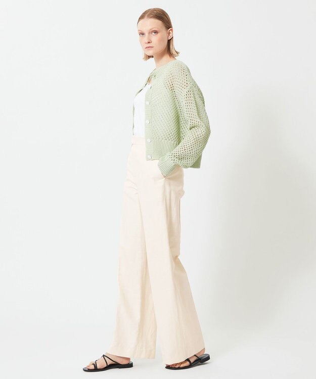 BEIGE， CACTUS / メッシュカーディガン Sage x White