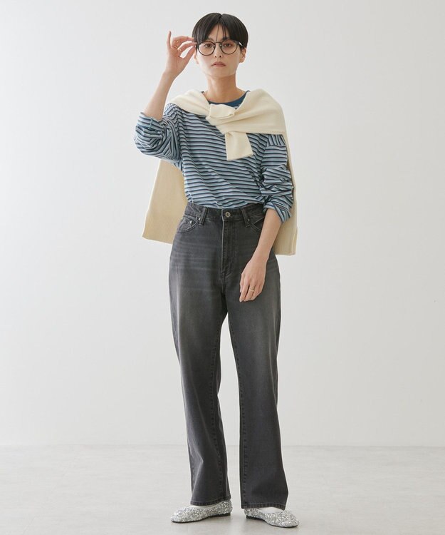 AMERICAN HOLIC マルチボーダーカットプルオーバー Sax