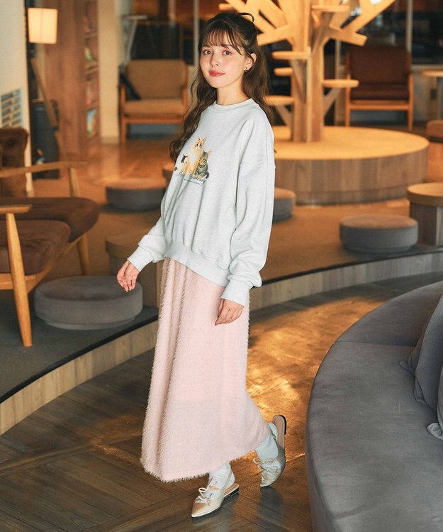 Feroux シャギーナロー スカート ピンク系