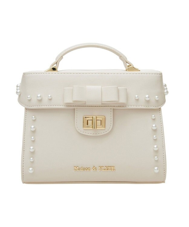 Maison de FLEUR EC限定フロントリボントップハンドルバッグ Light Beige