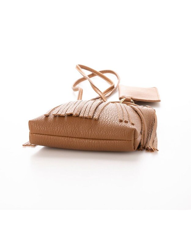 UNBILLION cachecache フリンジディテールスマホショルダー キャメル