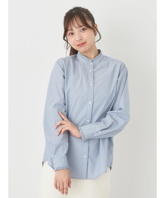 earth music&ecology スタンドフリルシャツ Sax