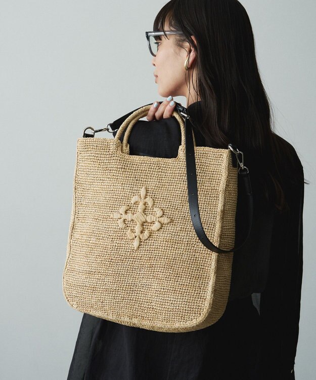 russet 《かごバッグ》インドラフィア2WAYトートバッグ(TI-368) Natural