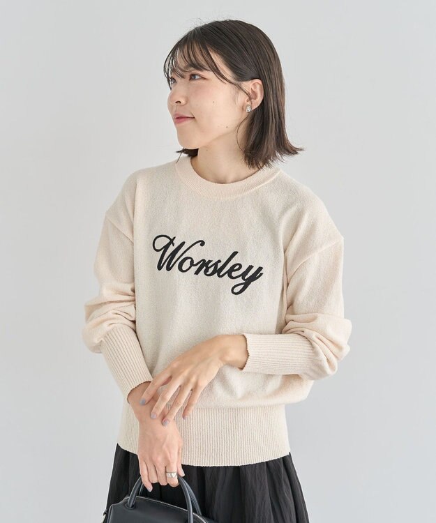 Green Parks ブークレ－ロゴニットプルオーバー Ecru