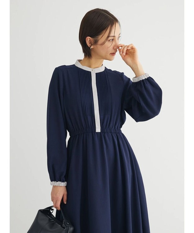 Green Parks ・ＥＬＥＮＣＡＲＥ　ＤＵＥ　バイカラーピンタックワンピ Navy