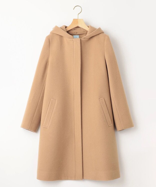 組曲 【2WAY・WEB限定】ショートビーバー フーディーロングコート ベージュ系