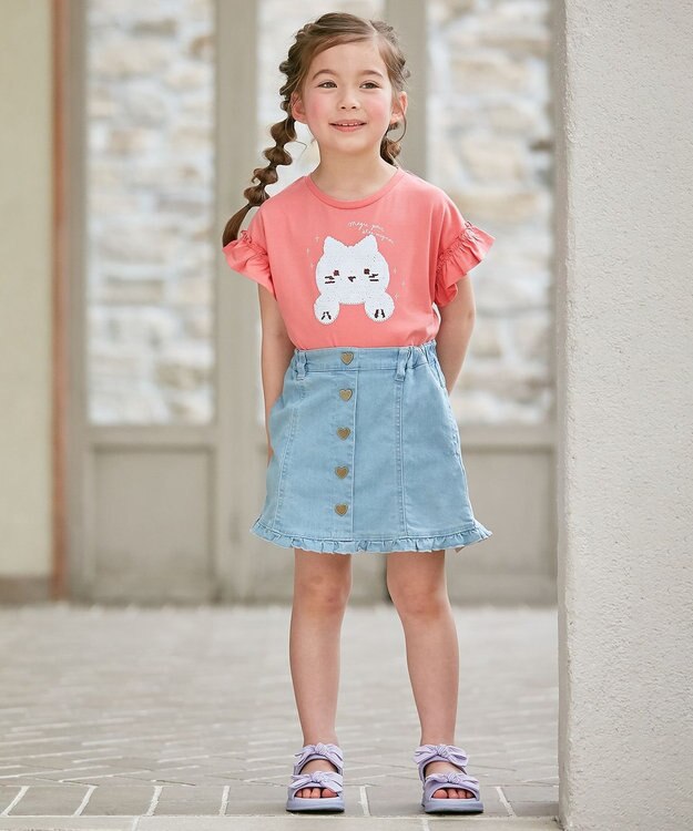 ANY KIDS 接触冷感 ミラクルスパンコール Tシャツ ピンク系