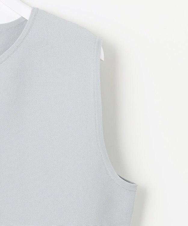 ANY SIS 【洗える】ペプラムニット ジレ スカイブルー