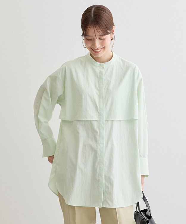 Green Parks イージーケア比翼フライヨークチュニック Lime Green