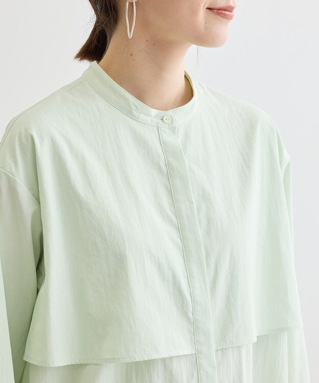 Green Parks イージーケア比翼フライヨークチュニック Lime Green