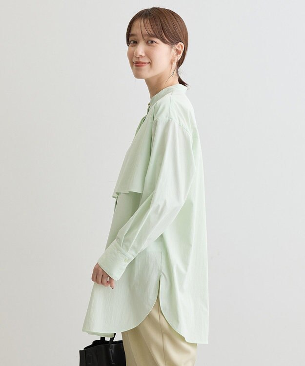 Green Parks イージーケア比翼フライヨークチュニック Lime Green