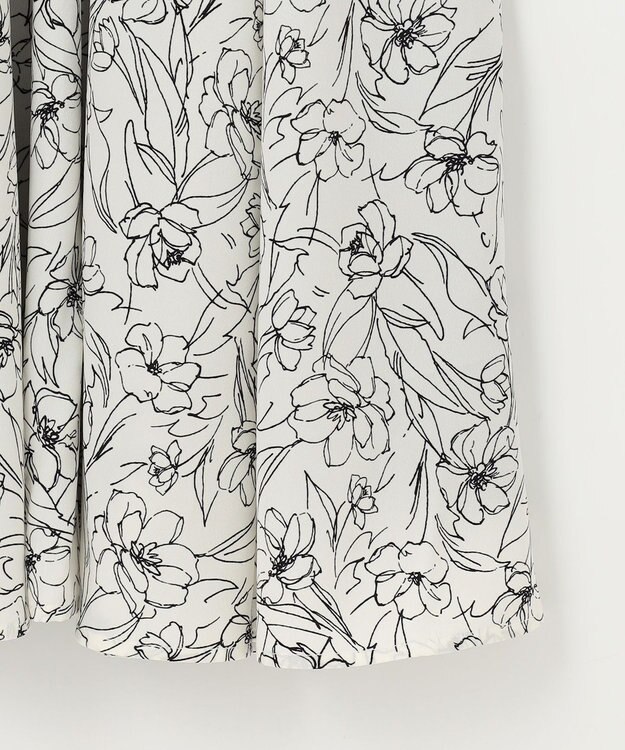 ANY SIS L 【洗える】フラワープリントドッキング ワンピース ライトグレー×アイボリー