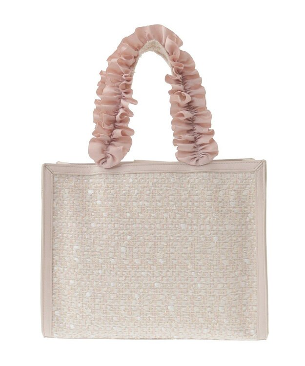Maison de FLEUR LINTONツイードスクエアフリルトートバッグ Ivory