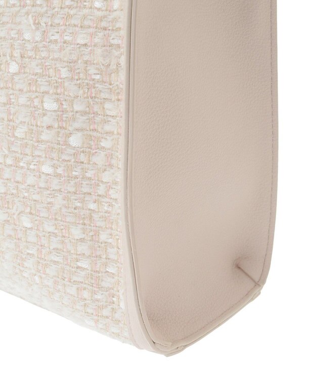 Maison de FLEUR LINTONツイードスクエアフリルトートバッグ Ivory