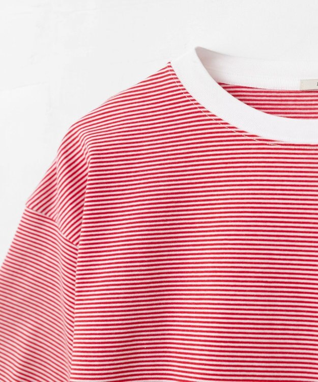 LENO THIN BORDER T-SHIRT / 細ボーダーTシャツ 《UNISEX》 WHITE×RED