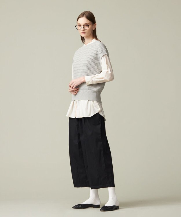 J.PRESS YORK STREET 【WOMEN】コットンケーブル ベスト ライトグレー系