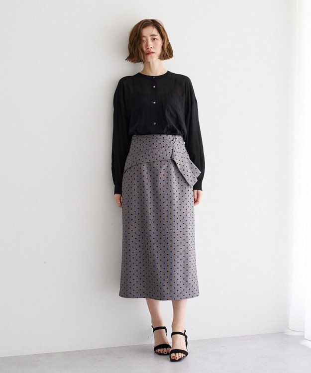 YECCA VECCA ドライタッチシアーバンドカラーシャツ Black