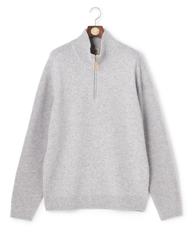 J.PRESS MEN 【KING SIZE】【Cash Lamb's Wool】ハーフジップ ニット_25年モデル ライトグレー系