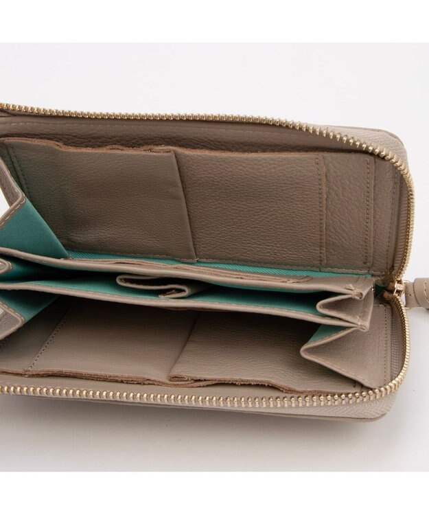 UNBILLION ペルケ perche / ドット型押しL字ロングストラップウォレット ベージュ