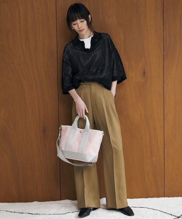 TOPKAPI 【Breath TOPKAPI】スコッチグレイン ネオレザー トート バッグ ショルダー付き M ピンク