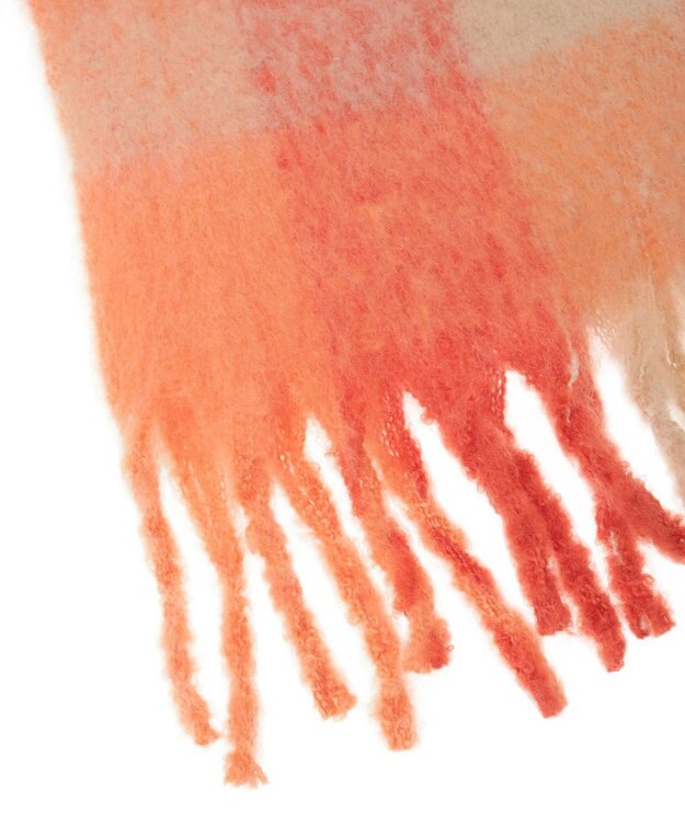 AMERICAN HOLIC 起毛カラーチェックシャギーマフラー Red