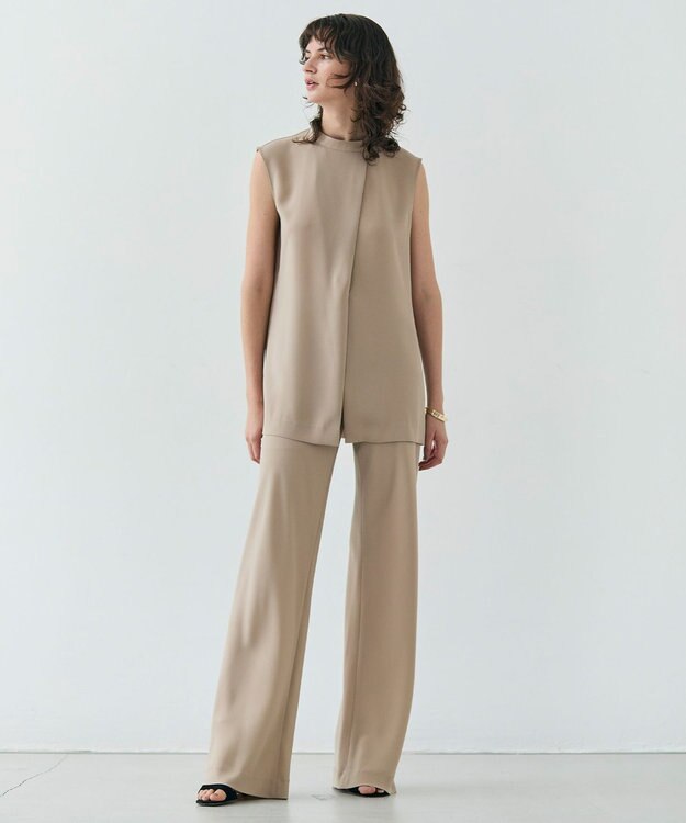 BEIGE， 【洗える】FLEUR / フロントボタンノースリーブブラウス Beige