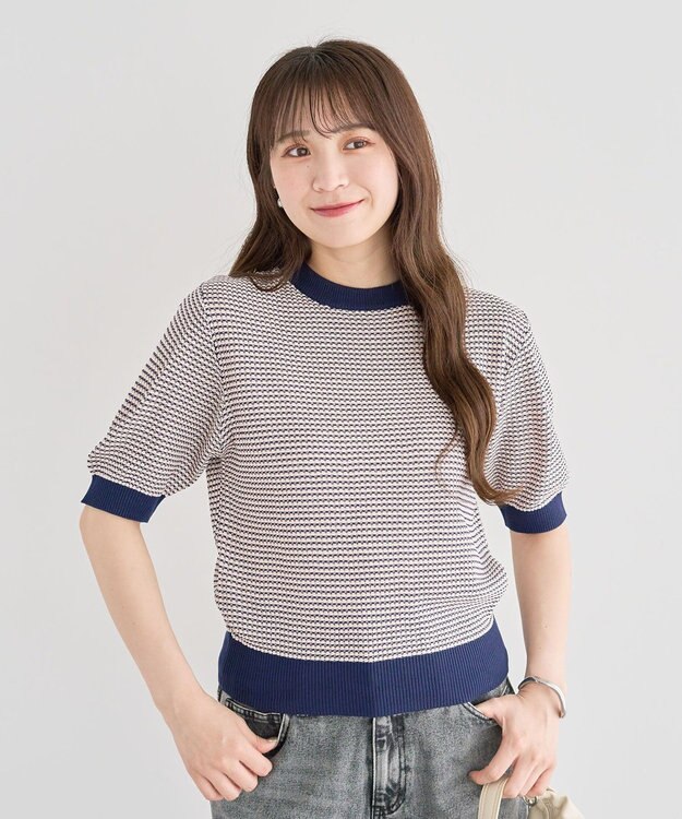 Green Parks ・ｓｗｉｎｇ　ｂｙ　マルチカラージャカードニット Pink